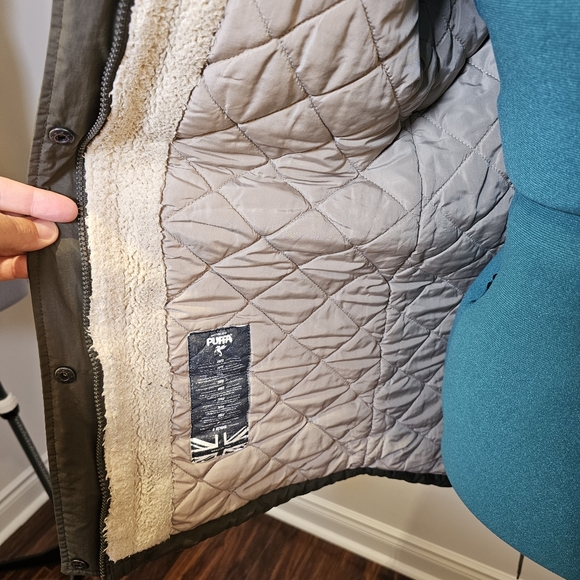 👍Puffa green removable real fur hood anorak winter parka jacket size S US. - Picture 3 of 13